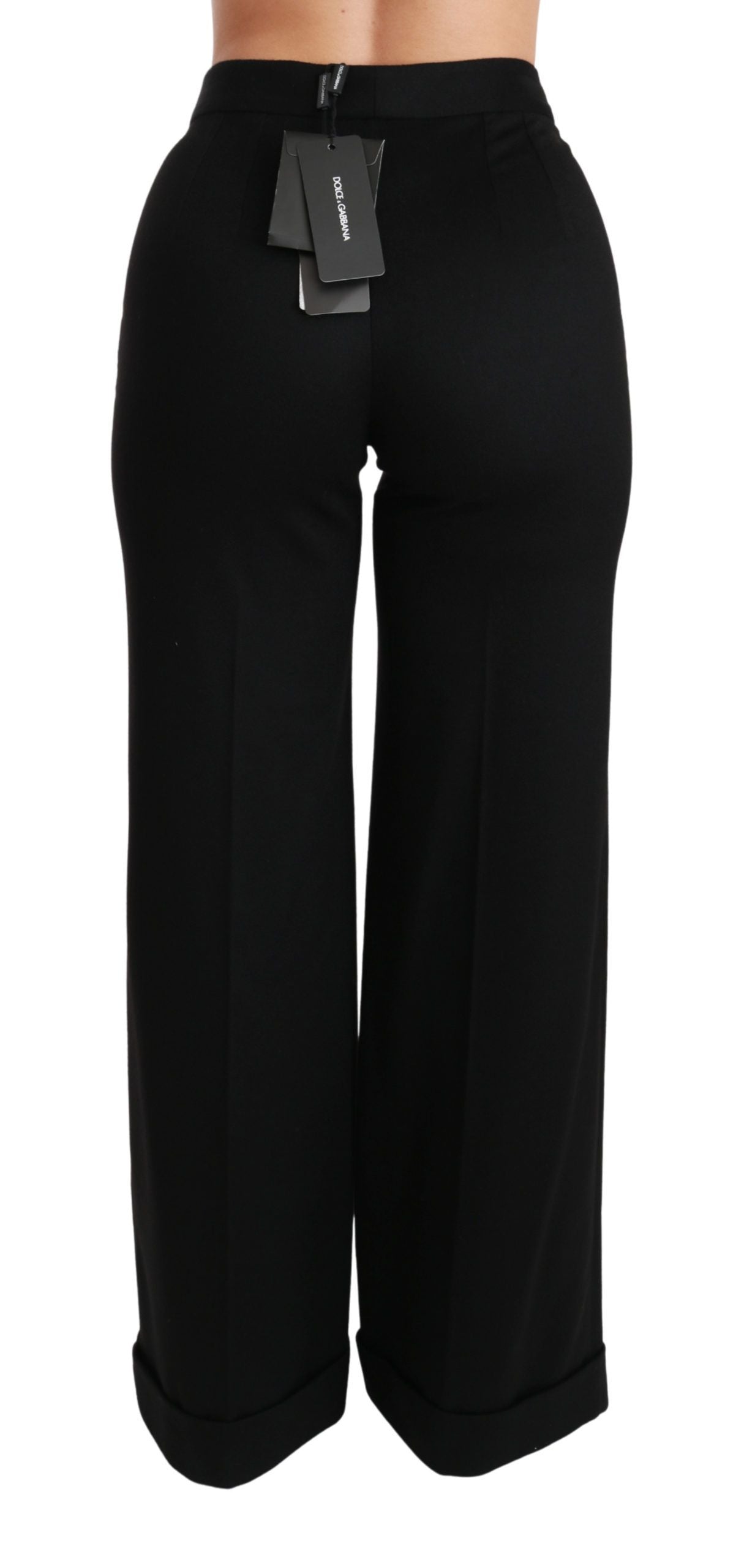 Dolce & Gabbana Schwarze Schlaghosen mit weitem Bein aus Kaschmir