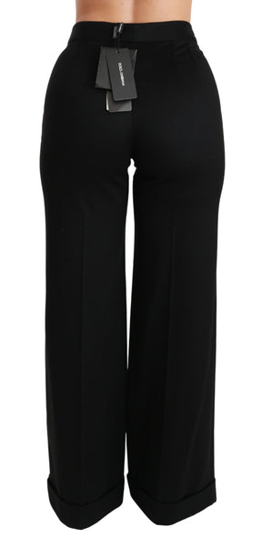 Dolce & Gabbana Schwarze Schlaghosen mit weitem Bein aus Kaschmir