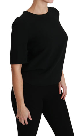 Dolce & Gabbana Schwarzes kurzärmeliges Freizeittop Stretchbluse