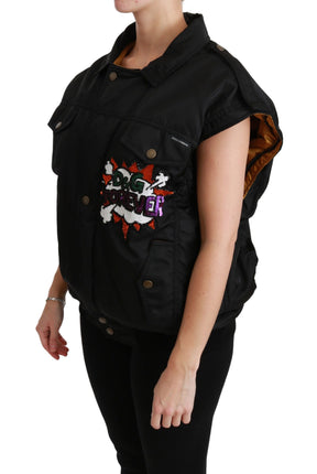 Dolce & Gabbana Schwarze Queen Crown Bomberjacke mit Pailletten