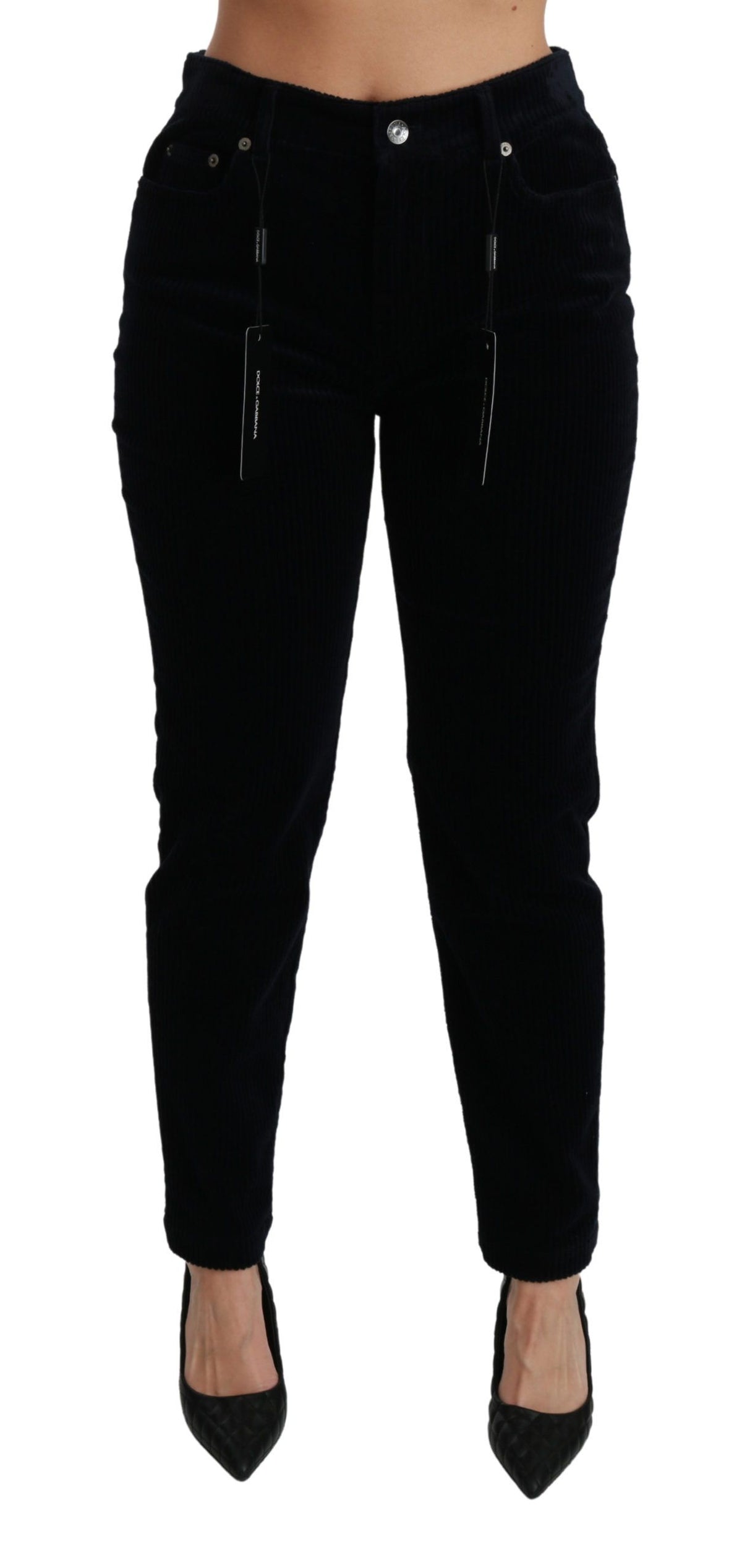 Dolce & Gabbana Blaue Cordhosen mit mittlerer Taille Skinny Hosen Jeans