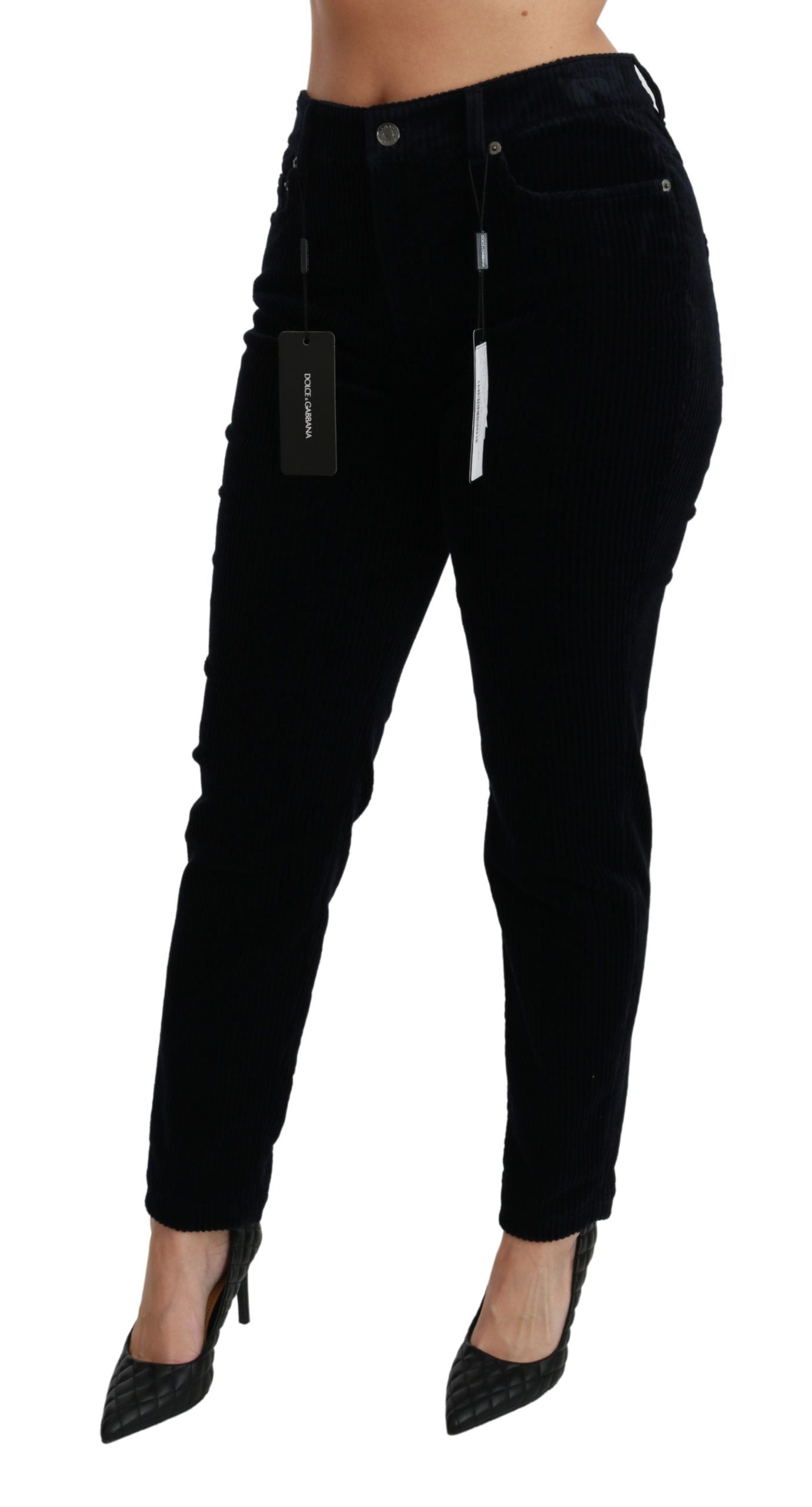 Dolce & Gabbana Blaue Cordhosen mit mittlerer Taille Skinny Hosen Jeans