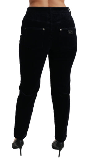 Dolce & Gabbana Blaue Cordhosen mit mittlerer Taille Skinny Hosen Jeans