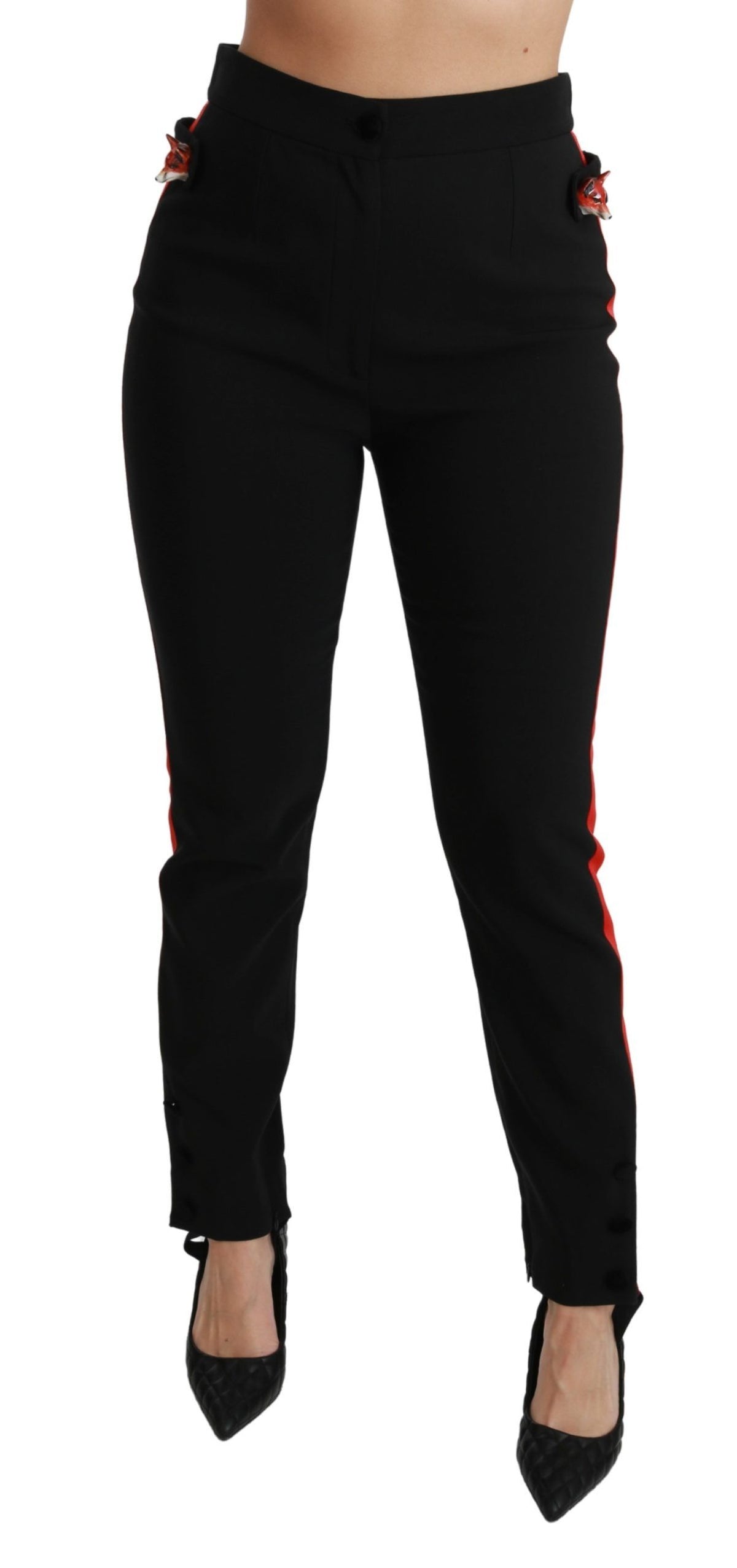Dolce & Gabbana Schwarze Skinny Stretch-Fuchskopf-Baumwollhose