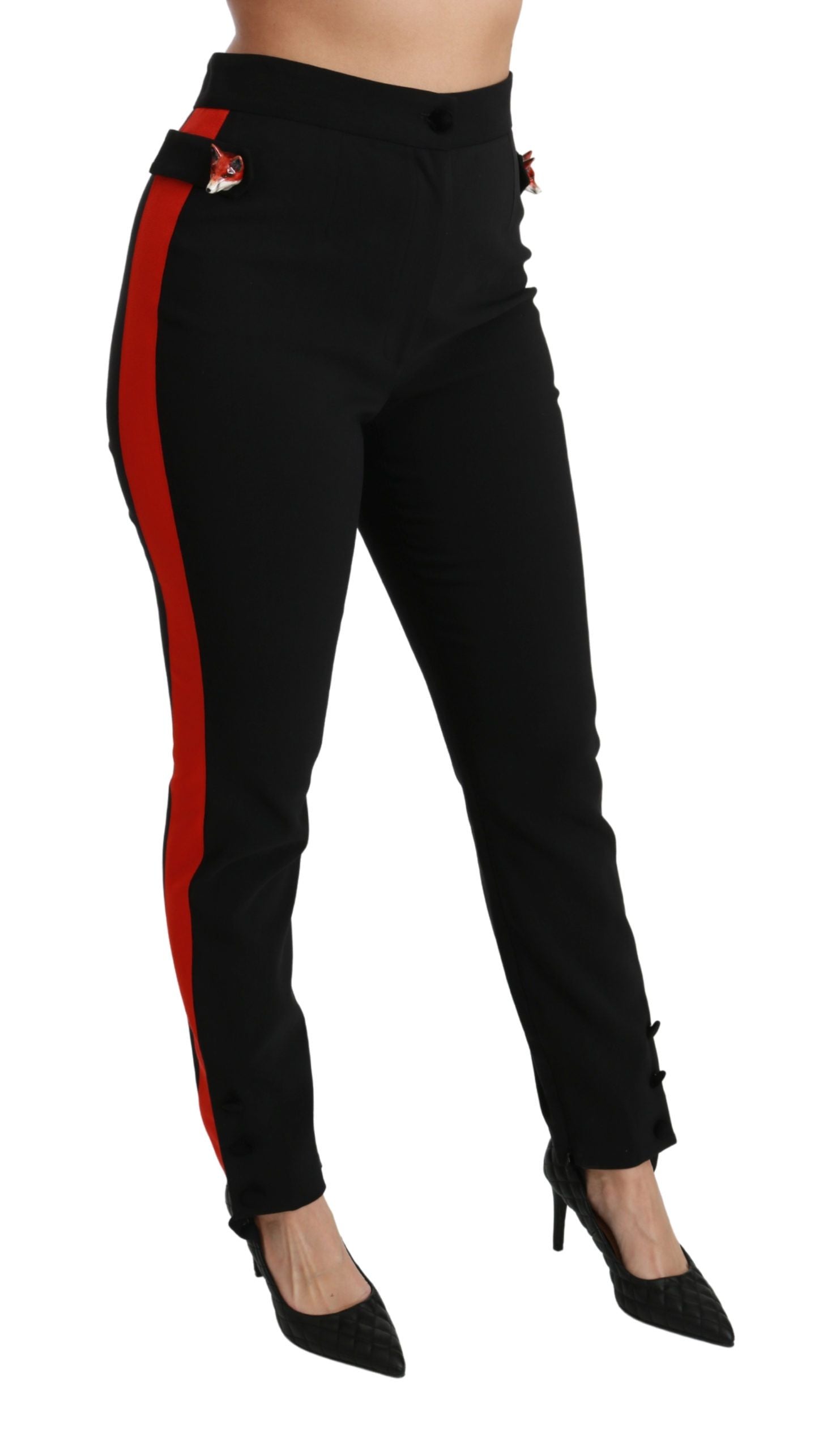 Dolce & Gabbana Schwarze Skinny Stretch-Fuchskopf-Baumwollhose