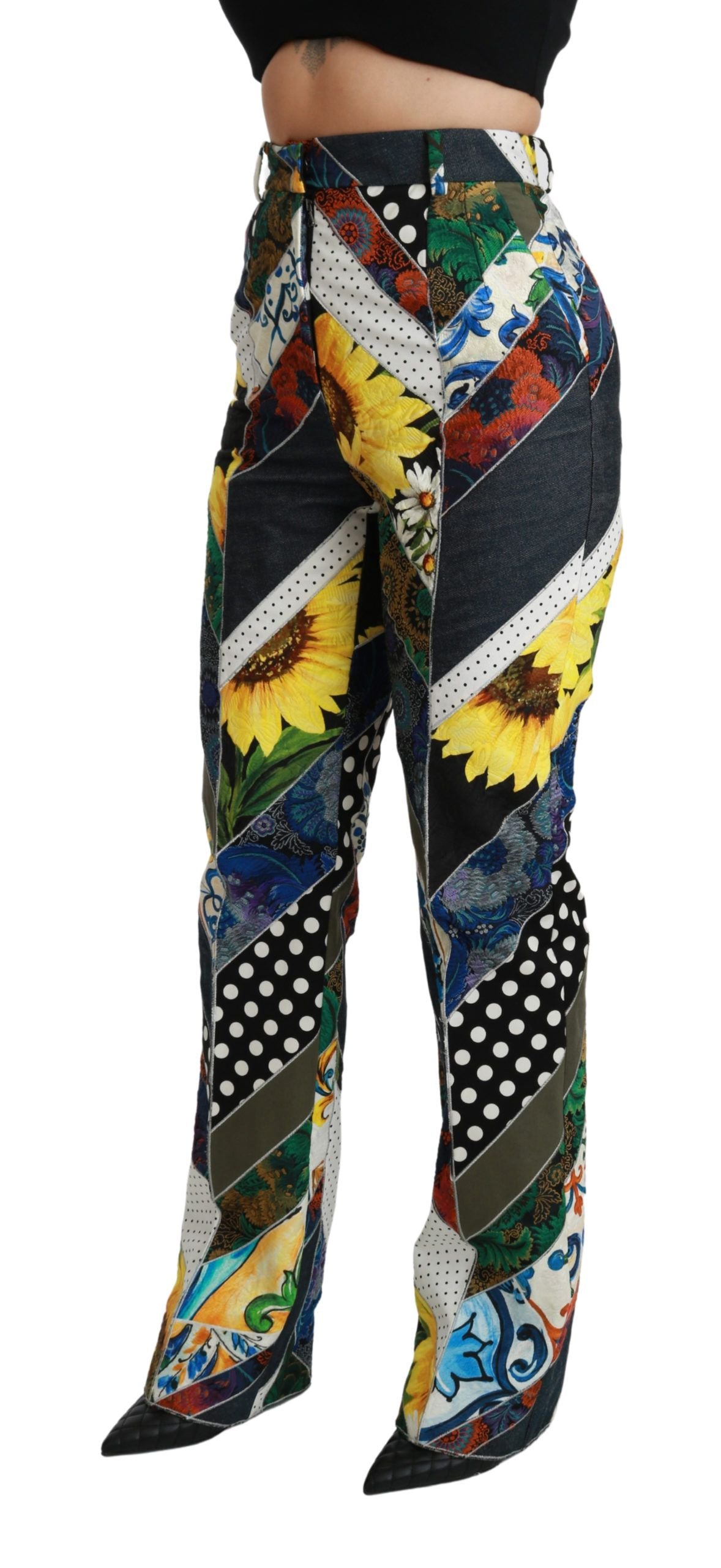 Dolce & Gabbana Multicolor Druck Hohe Taille Gerade Hose
