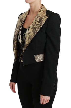 Dolce & Gabbana Schwarze Jacquard-Weste Blazermantel Wolljacke