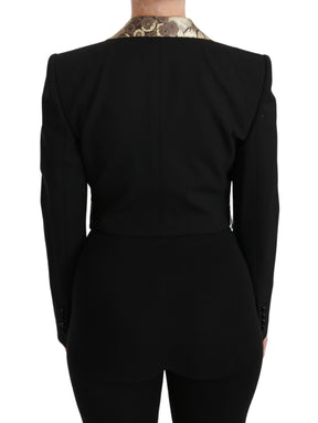 Dolce & Gabbana Schwarze Jacquard-Weste Blazermantel Wolljacke