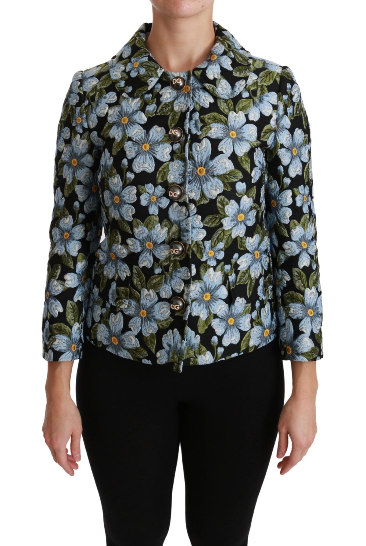 Dolce & Gabbana Multicolor Floral Blazer Mantel Polyester Jacke