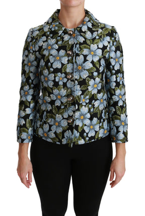 Dolce & Gabbana Multicolor Floral Blazer Mantel Polyester Jacke