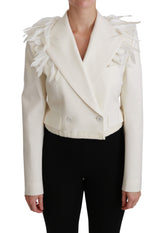 Dolce & Gabbana Weißer doppelreihiger Mantel Wolljacke