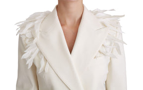 Dolce & Gabbana Weißer doppelreihiger Mantel Wolljacke