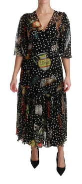 Dolce & Gabbana Black Sea Fish Sicily A-Linien-Shiftkleid