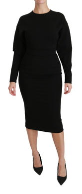 Dolce & Gabbana Schwarzes Bodycon Etuikleid Midi Stretch Kleid