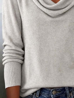 Kuscheliges Damen Winter Longsleeve mit Wasserfallausschnitt