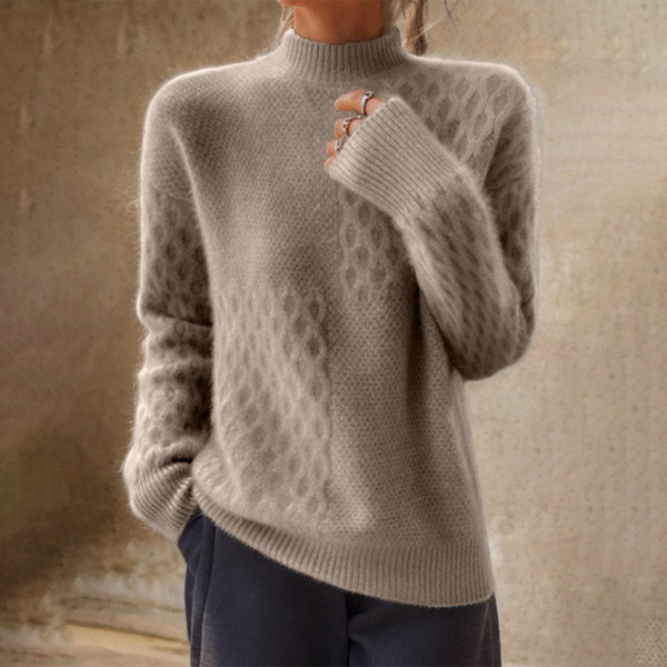 Warm & Stilvoll: Braun Unifarben Hochhals-Pullover - Herbst Must-Have