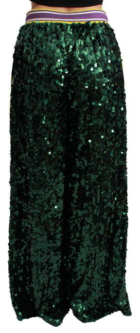 Dolce & Gabbana Grüne Paillettenhosen Queens Angel Pants