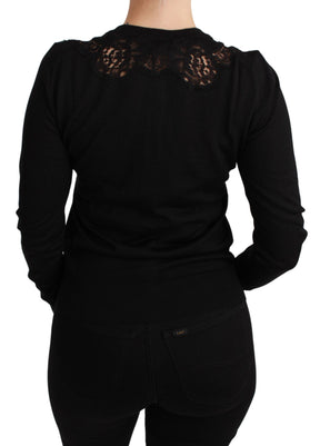 Dolce & Gabbana Schwarzer Kaschmir-Spitzen-Strickpulli