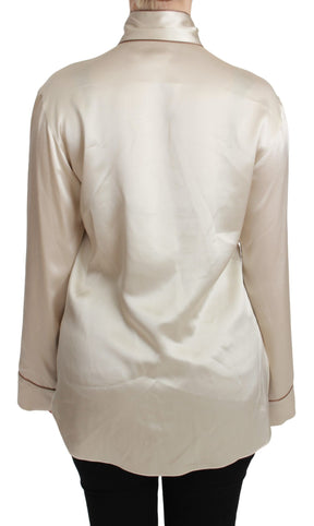 Dolce & Gabbana Beigefarbenes Ärmel-Top Queen Seiden-Satin-Bluse