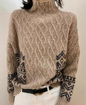 Herbstlicher High Neck Cable-Knit Sweater - Stylisch, Gemütlich & Einzigartig