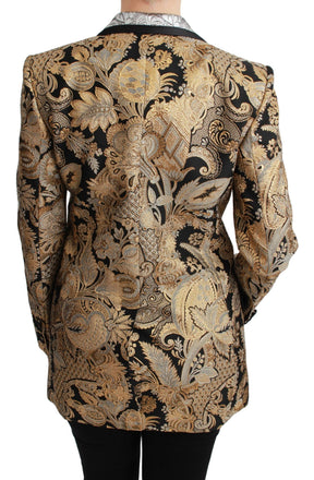 Dolce & Gabbana Schwarz-Gold Jacquard Blazer Jacke