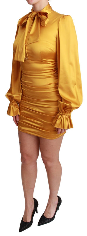 Dolce & Gabbana Gelbes Seiden-Stretch-Bodycon-Minikleid