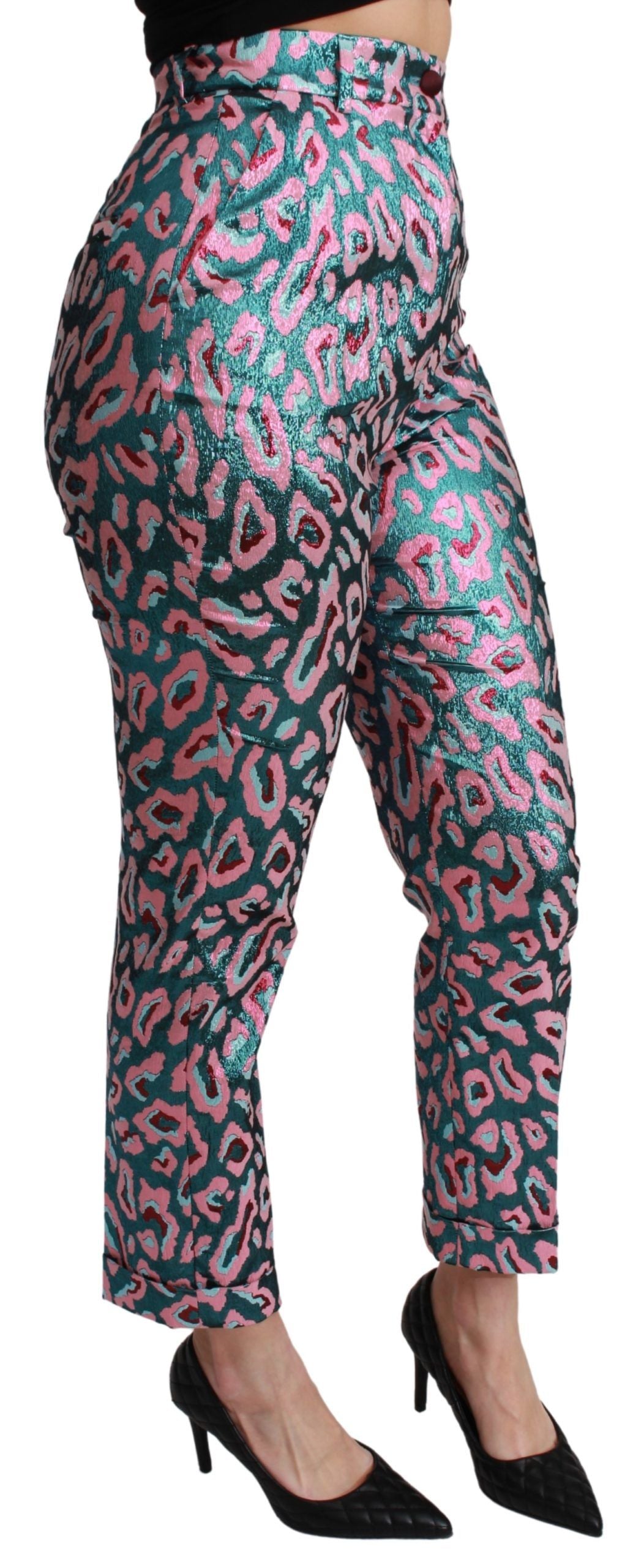 Dolce & Gabbana Mehrfarbig gemusterte Cropped-Hose mit hoher Taille