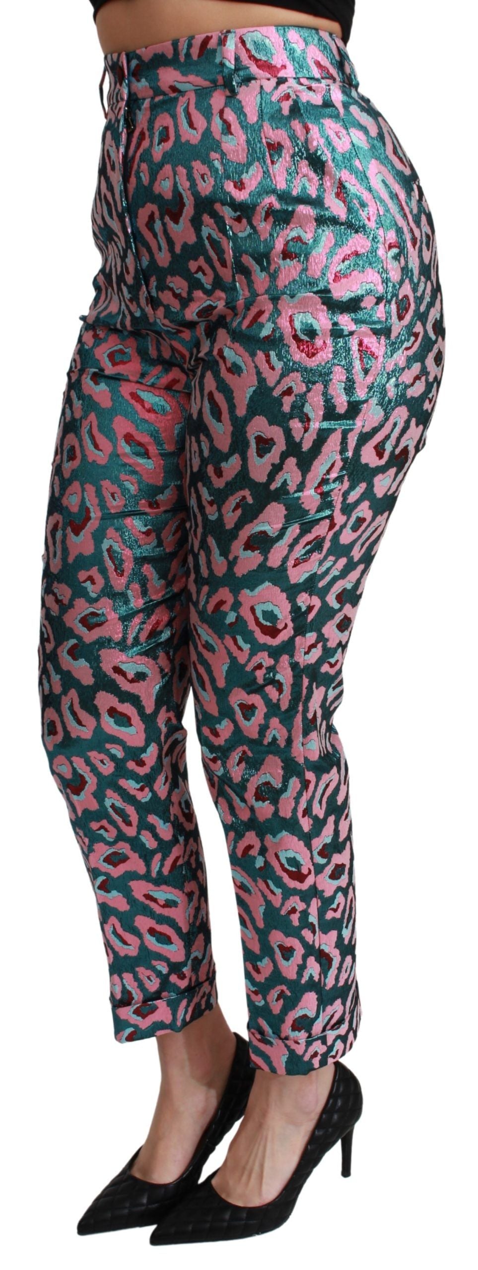 Dolce & Gabbana Mehrfarbig gemusterte Cropped-Hose mit hoher Taille