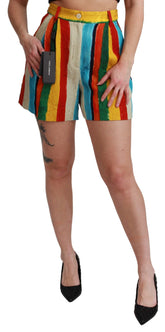 Dolce & Gabbana Mehrfarbige Riga Pittorica Mini-Shorts