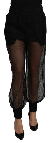 Dolce & Gabbana Schwarze See-Through-Jogger-Hose aus Polyester