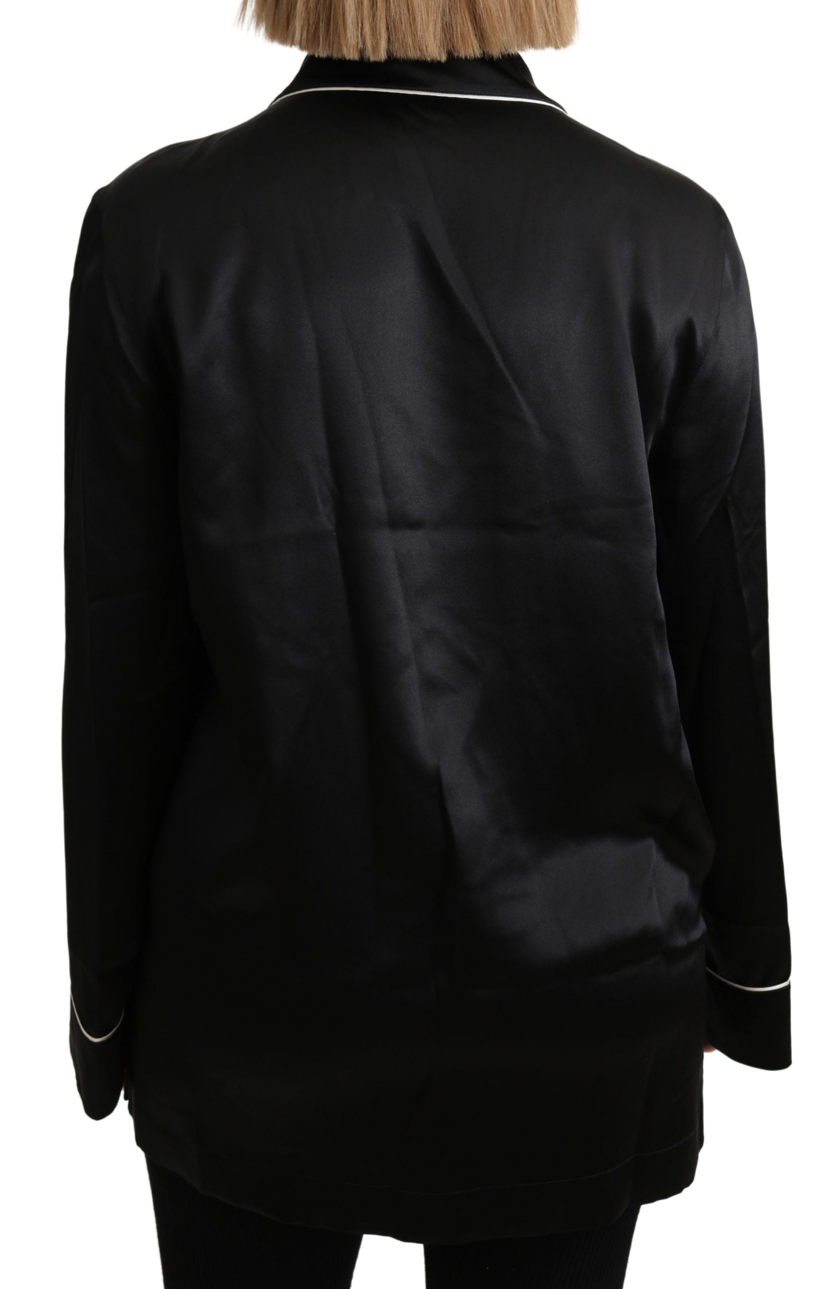 Dolce & Gabbana Schwarzes Hemd Seidenstretch-Top Bluse