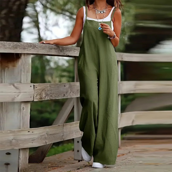 Green Plain Sleeveless Jumpsuit: Stilvoll & komfortabel für den Herbst