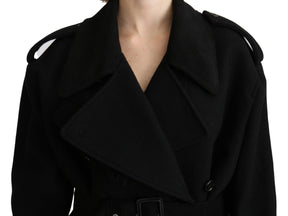 Dolce & Gabbana Schurwolle Schwarzer Blazer Trenchcoat Jacke