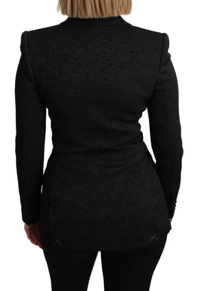 Dolce & Gabbana Schwarzer Brokat einreihiger Blazer Jacke
