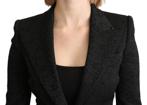 Dolce & Gabbana Schwarzer Brokat einreihiger Blazer Jacke