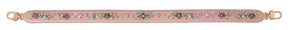 Dolce & Gabbana Rosa Leder Crystal Stud Accessoire Schulterriemen