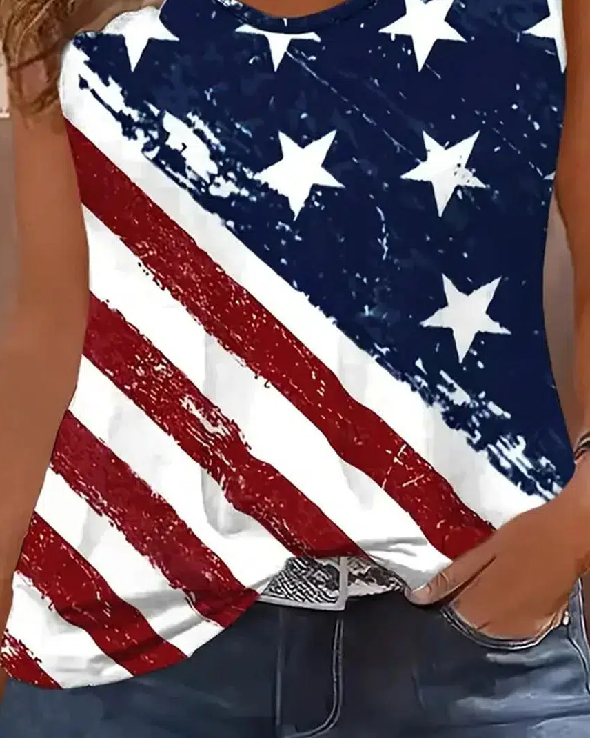 Winter USA V-Neck Top – ärmellos, vintage & layerfreundlich