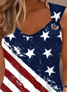 Winter USA V-Neck Top – ärmellos, vintage & layerfreundlich