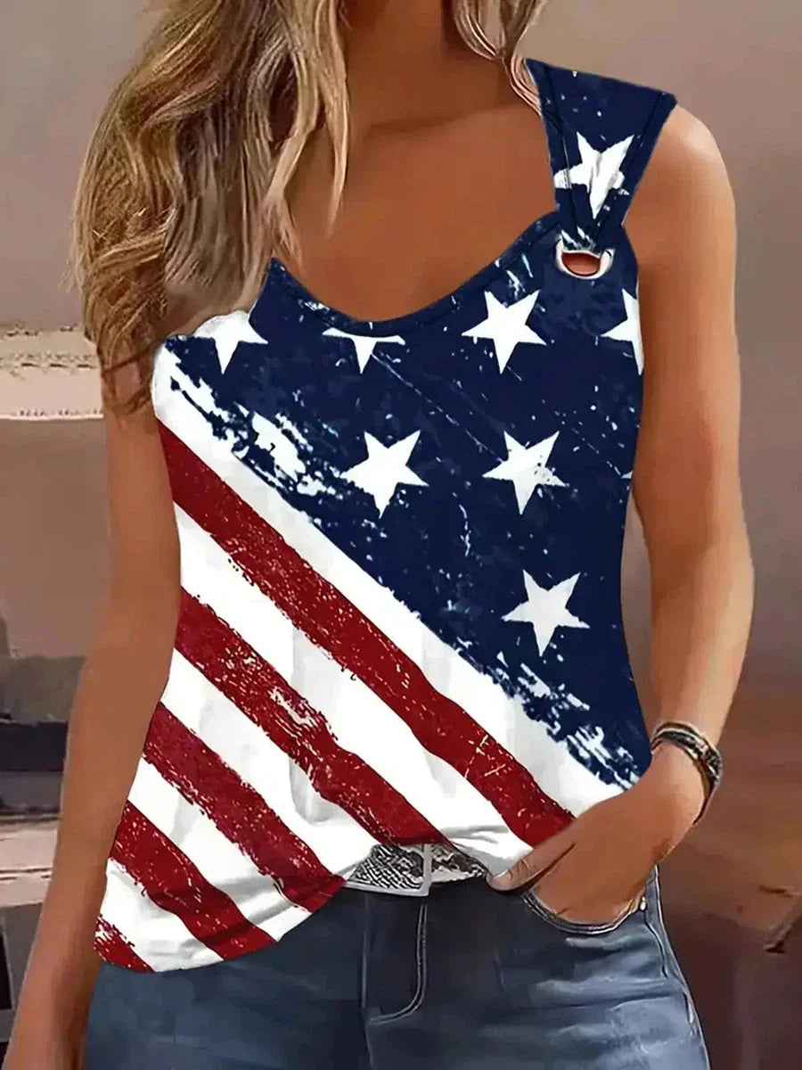 Winter USA V-Neck Top – ärmellos, vintage & layerfreundlich
