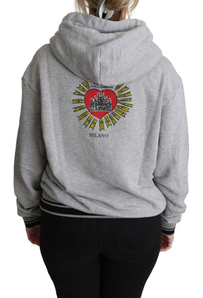 Dolce & Gabbana Grauer bedruckter Kapuzenpullover mit exklusivem Logo