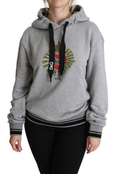 Dolce & Gabbana Grauer bedruckter Kapuzenpullover mit exklusivem Logo