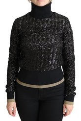 Dolce & Gabbana Schwarzer Rollkragenpullover mit Pailletten