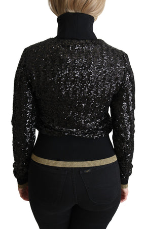 Dolce & Gabbana Schwarzer Rollkragenpullover mit Pailletten