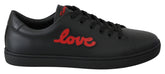 Dolce & Gabbana Schwarz Leder Liebe Herz Turnschuhe Damen Schuhe