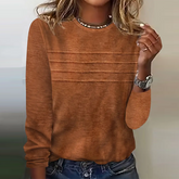 Herbsts-Must-Have: Elegantes Brown Plain Round Neck Top - Vielseitig & Komfortabel