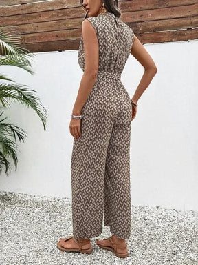 Stilvoller Brown Side Pocket ärmelloser Jumpsuit - Perfekt für den Herbst