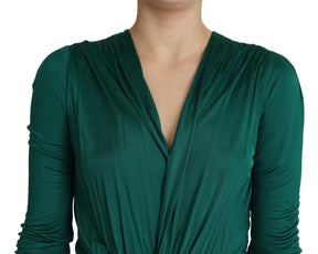 Dolce & Gabbana Grünes Midi-Kleid mit taillierter Silhouette aus Viskose