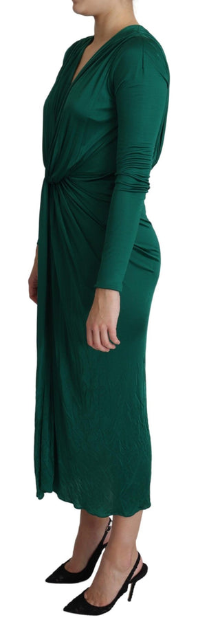 Dolce & Gabbana Grünes Midi-Kleid mit taillierter Silhouette aus Viskose