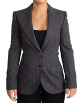Dolce & Gabbana Grauer einreihiger, taillierter Blazer Wolljacke