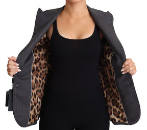 Dolce & Gabbana Grauer einreihiger, taillierter Blazer Wolljacke